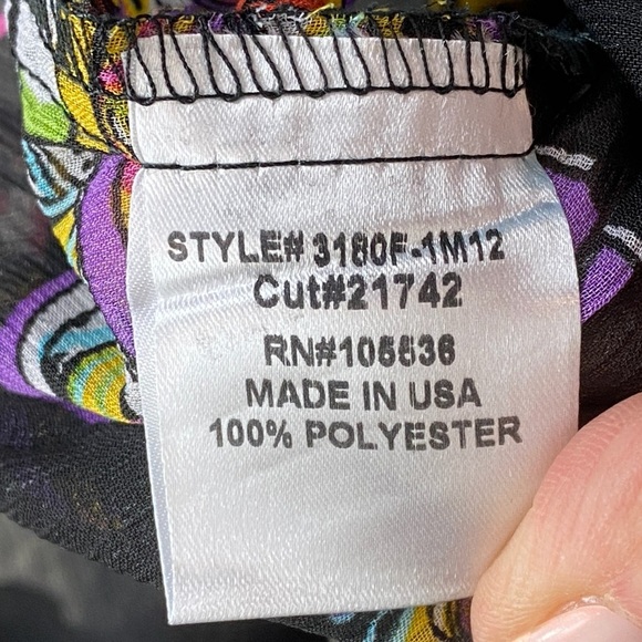 Slinky Brand Women's Open Front Novelty Print Black Sheer Kimono Sz M - Picture 6 of 10